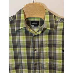 Marmot Green Gray Plaid Button-Down Shirt